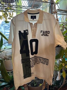 Faro No. 40 White Polo with Black Graphic Print
